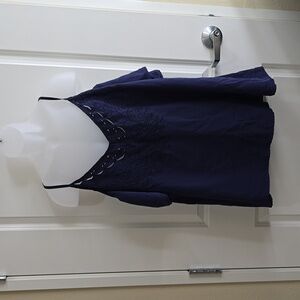 Torrid Navy Blue Eyelet Detailed‎ Cold Shoulder Blouse Size 3X